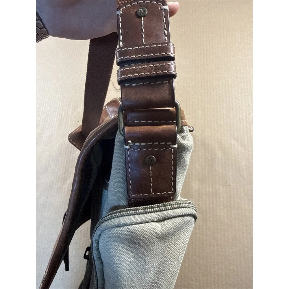 Tommy Bahama Canvas & Leather Messenger Bag | Brown Tan Laptop Travel